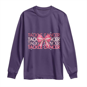 October Tackle Cancer Football Breast Cancer Awareness Long Sleeve Shirt TS12 Purple Print Your Wear