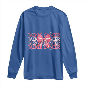October Tackle Cancer Football Breast Cancer Awareness Long Sleeve Shirt TS12 Royal Blue Print Your Wear