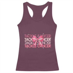 October Tackle Cancer Football Breast Cancer Awareness Racerback Tank Top TS12 Maroon Print Your Wear