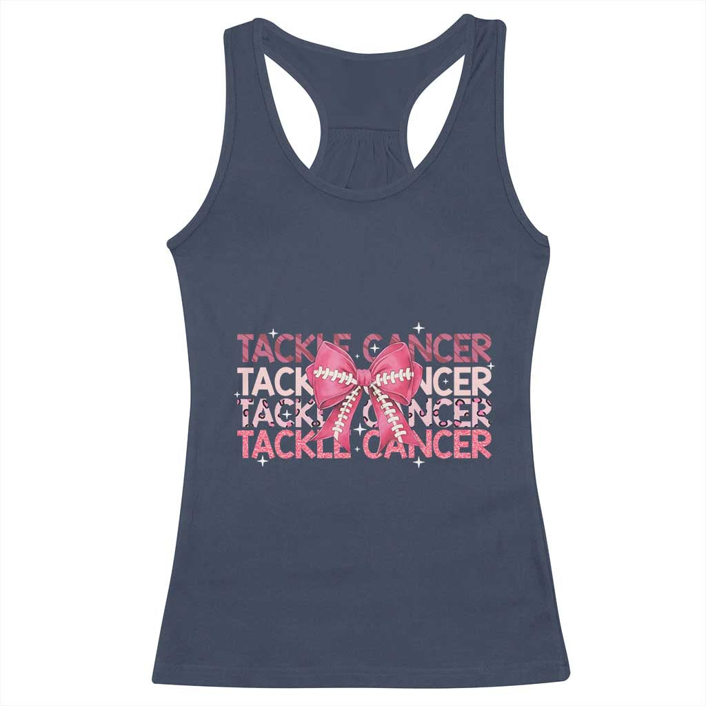 October Tackle Cancer Football Breast Cancer Awareness Racerback Tank Top TS12 Navy Print Your Wear