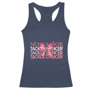 October Tackle Cancer Football Breast Cancer Awareness Racerback Tank Top TS12 Navy Print Your Wear