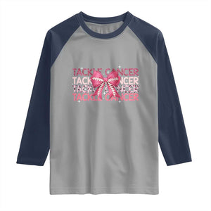 October Tackle Cancer Football Breast Cancer Awareness Raglan Shirt TS12 Sport Gray Navy Print Your Wear