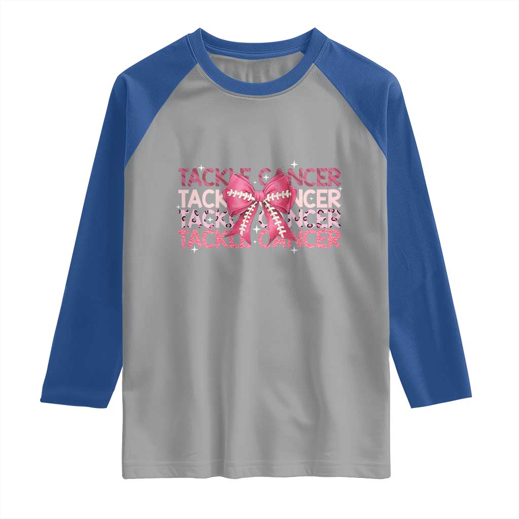 October Tackle Cancer Football Breast Cancer Awareness Raglan Shirt TS12 Sport Gray Royal Print Your Wear