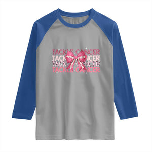 October Tackle Cancer Football Breast Cancer Awareness Raglan Shirt TS12 Sport Gray Royal Print Your Wear