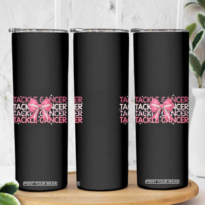 October Tackle Cancer Football Breast Cancer Awareness Skinny Tumbler TS12 Print Your Wear