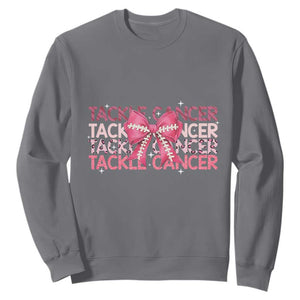 October Tackle Cancer Football Breast Cancer Awareness Sweatshirt TS12 Charcoal Print Your Wear