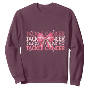 October Tackle Cancer Football Breast Cancer Awareness Sweatshirt TS12 Maroon Print Your Wear