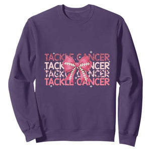 October Tackle Cancer Football Breast Cancer Awareness Sweatshirt TS12 Purple Print Your Wear