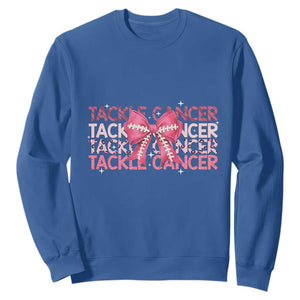 October Tackle Cancer Football Breast Cancer Awareness Sweatshirt TS12 Royal Blue Print Your Wear
