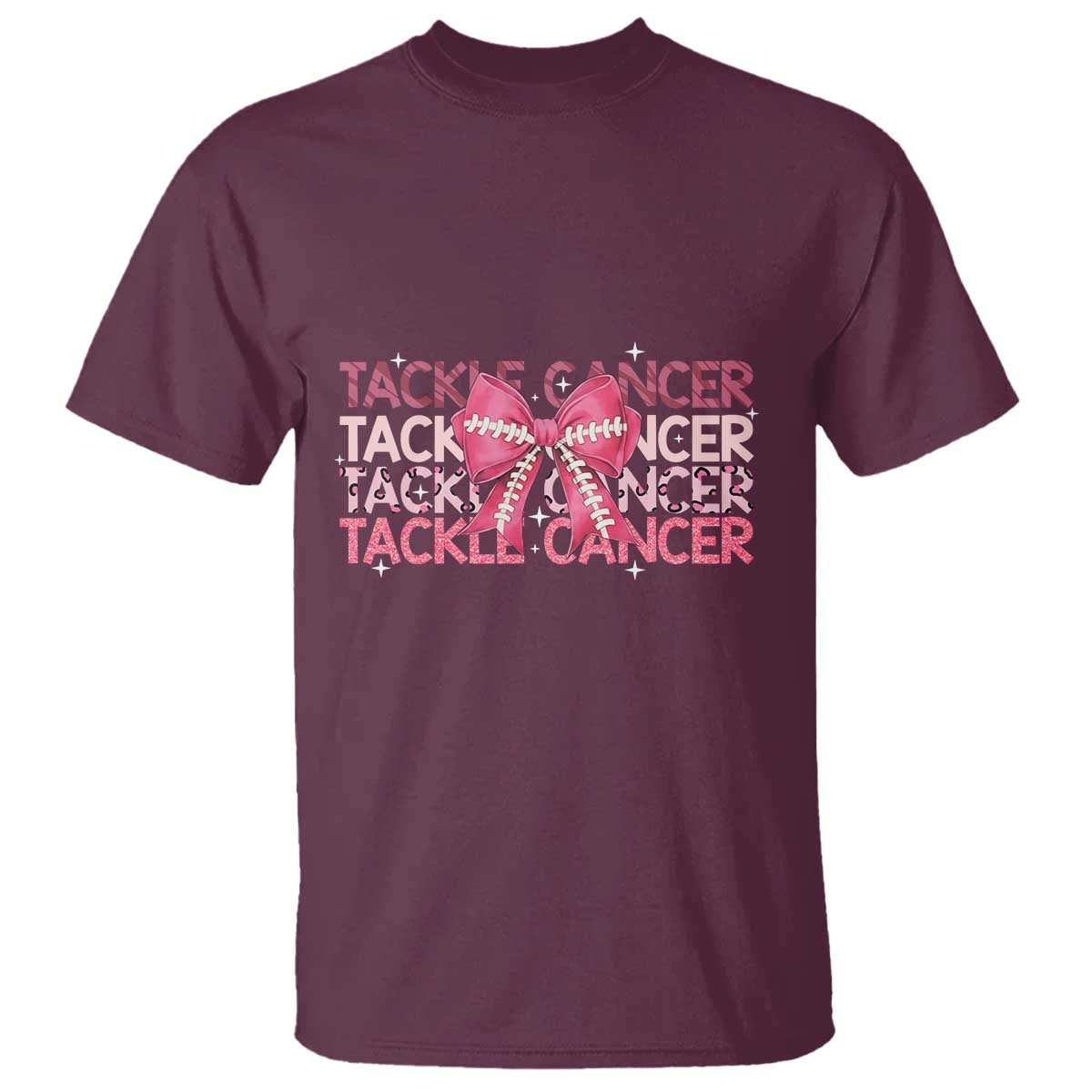 October Tackle Cancer Football Breast Cancer Awareness T Shirt TS12 Maroon Print Your Wear