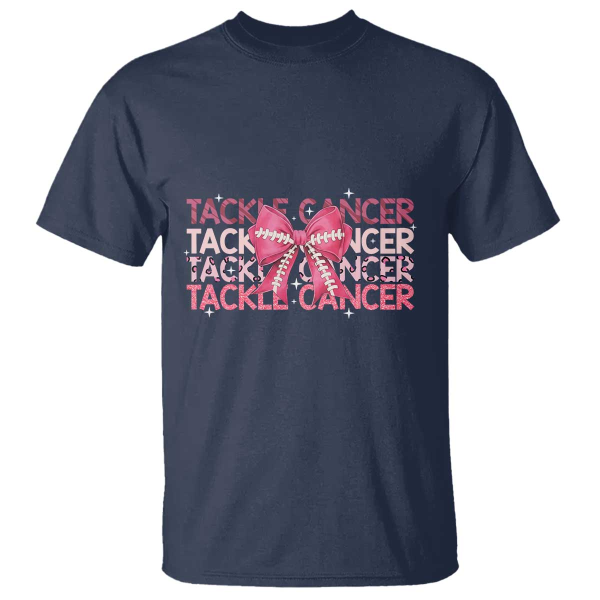 October Tackle Cancer Football Breast Cancer Awareness T Shirt TS12 Navy Print Your Wear