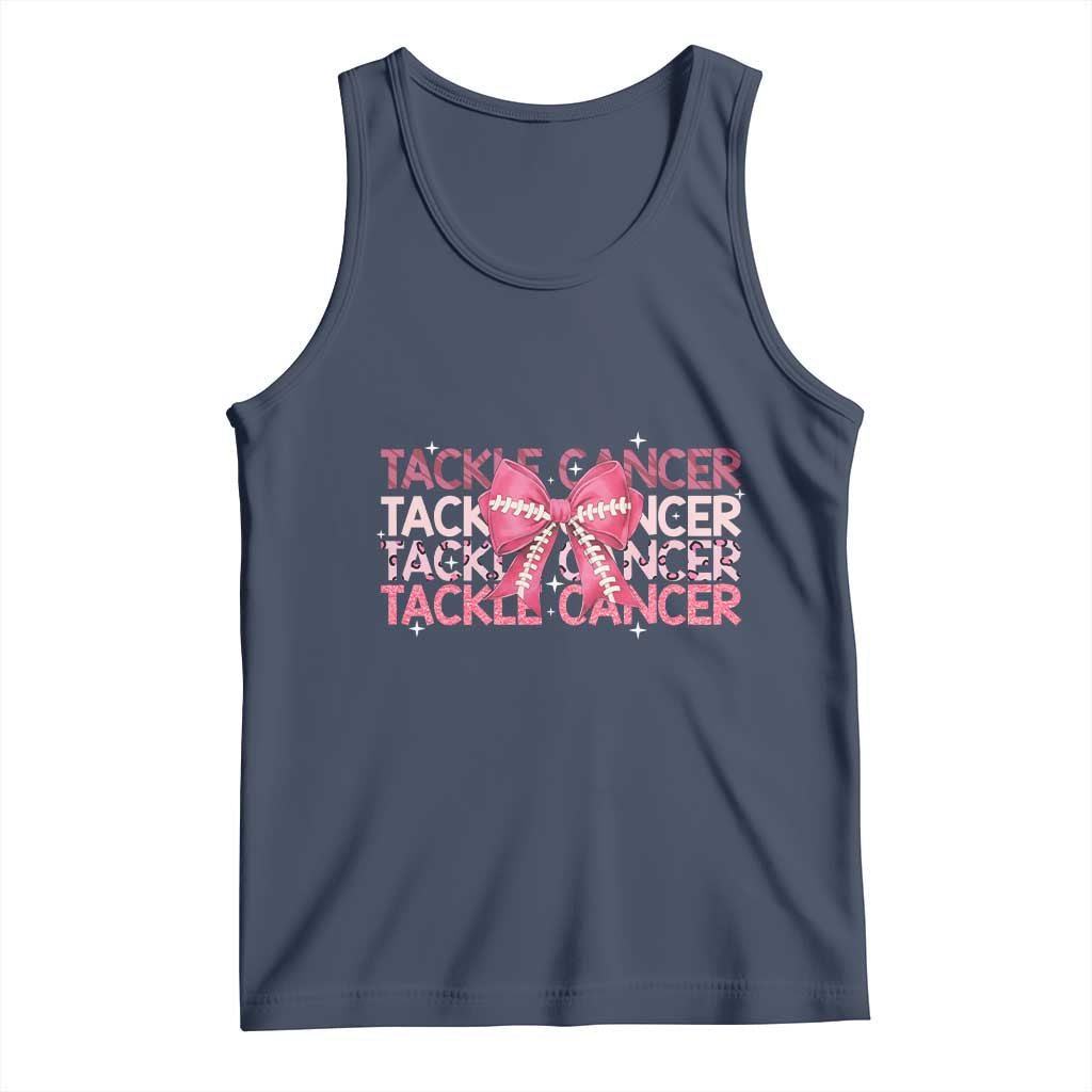 October Tackle Cancer Football Breast Cancer Awareness Tank Top TS12 Navy Print Your Wear