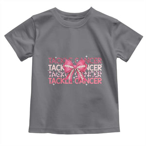 October Tackle Cancer Football Breast Cancer Awareness Toddler T Shirt TS12 Charcoal Print Your Wear