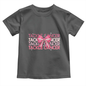 October Tackle Cancer Football Breast Cancer Awareness Toddler T Shirt TS12 Dark Heather Print Your Wear