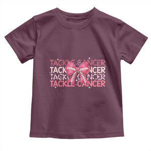 October Tackle Cancer Football Breast Cancer Awareness Toddler T Shirt TS12 Maroon Print Your Wear