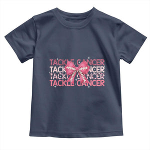 October Tackle Cancer Football Breast Cancer Awareness Toddler T Shirt TS12 Navy Print Your Wear