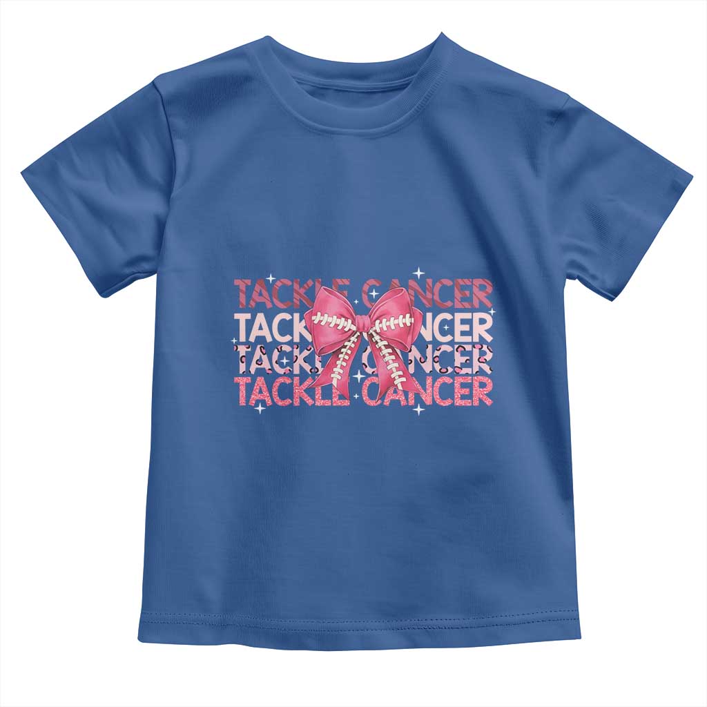 October Tackle Cancer Football Breast Cancer Awareness Toddler T Shirt TS12 Royal Blue Print Your Wear