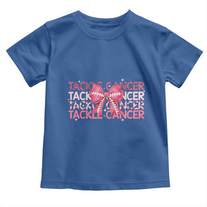 October Tackle Cancer Football Breast Cancer Awareness Toddler T Shirt TS12 Royal Blue Print Your Wear