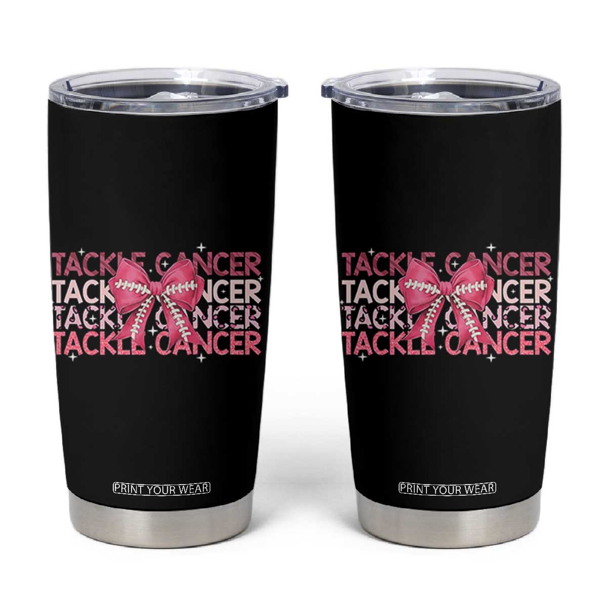 October Tackle Cancer Football Breast Cancer Awareness Tumbler Cup TS12 Black Print Your Wear
