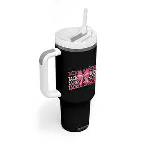 October Tackle Cancer Football Breast Cancer Awareness Tumbler With Handle TS12 Print Your Wear