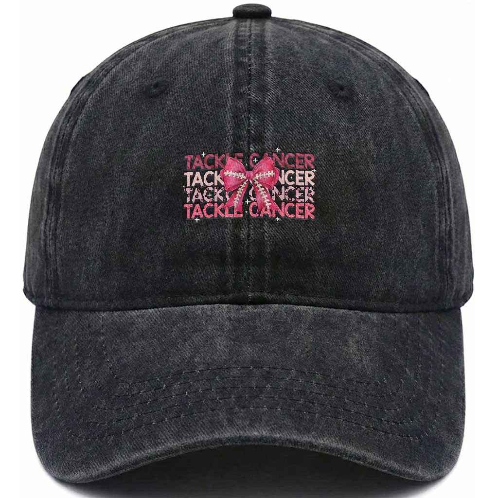 October Tackle Cancer Football Breast Cancer Awareness Washed Cotton Baseball Cap TS12 Print Your Wear