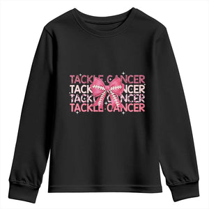 October Tackle Cancer Football Breast Cancer Awareness Youth Sweatshirt TS12 Black Print Your Wear
