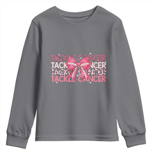 October Tackle Cancer Football Breast Cancer Awareness Youth Sweatshirt TS12 Charcoal Print Your Wear