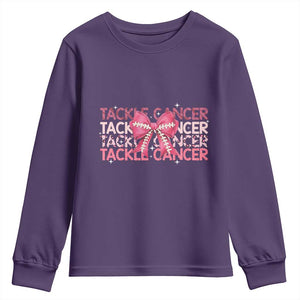 October Tackle Cancer Football Breast Cancer Awareness Youth Sweatshirt TS12 Purple Print Your Wear