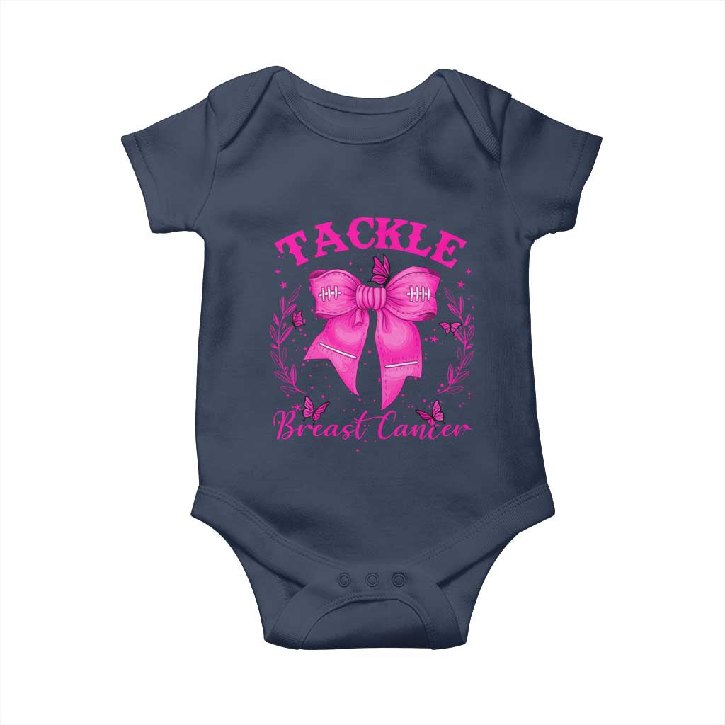 Tackle Breast Cancer Baby Onesie Support Fight Faith Pink Ribbon TS12 Navy Print Your Wear