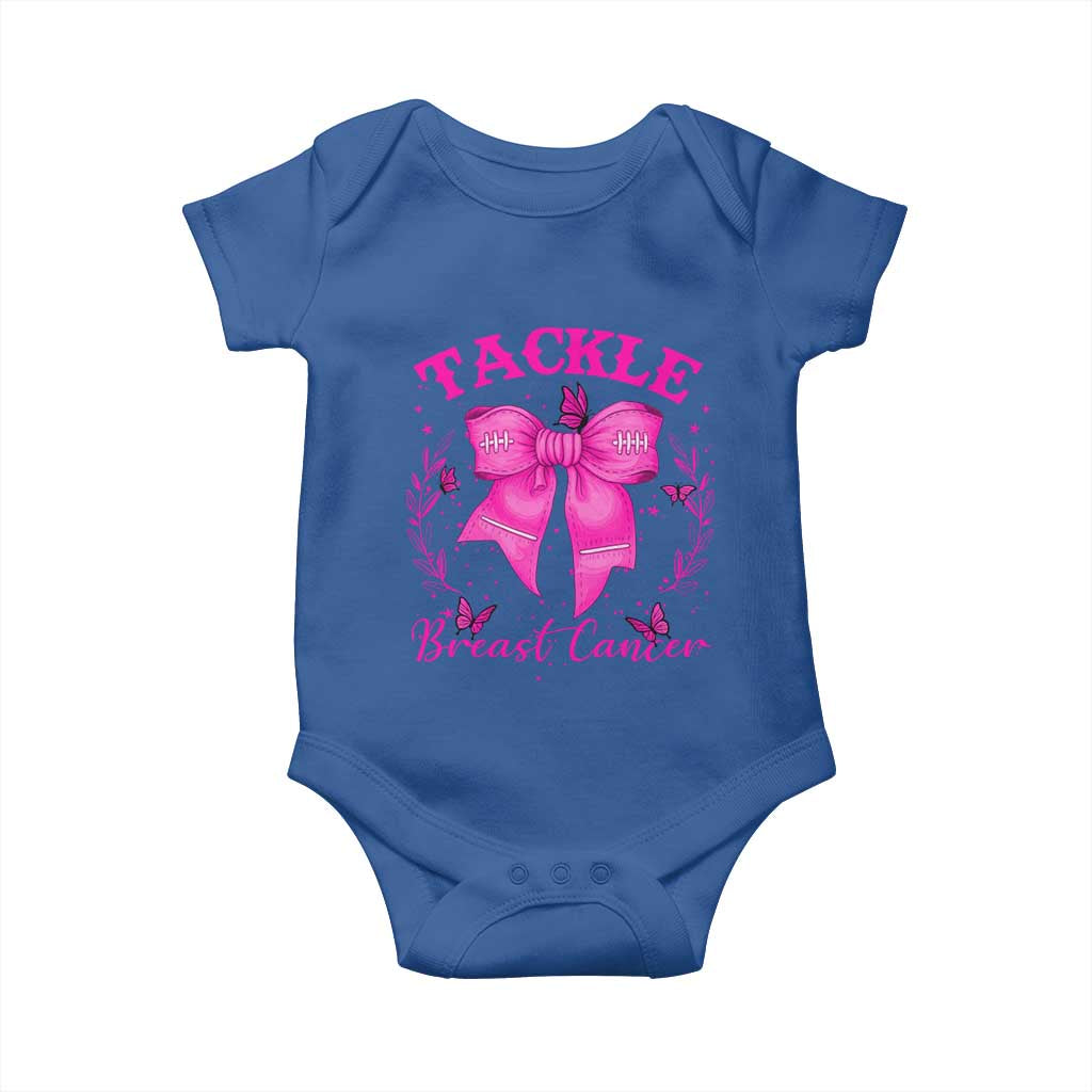 Tackle Breast Cancer Baby Onesie Support Fight Faith Pink Ribbon TS12 Royal Blue Print Your Wear