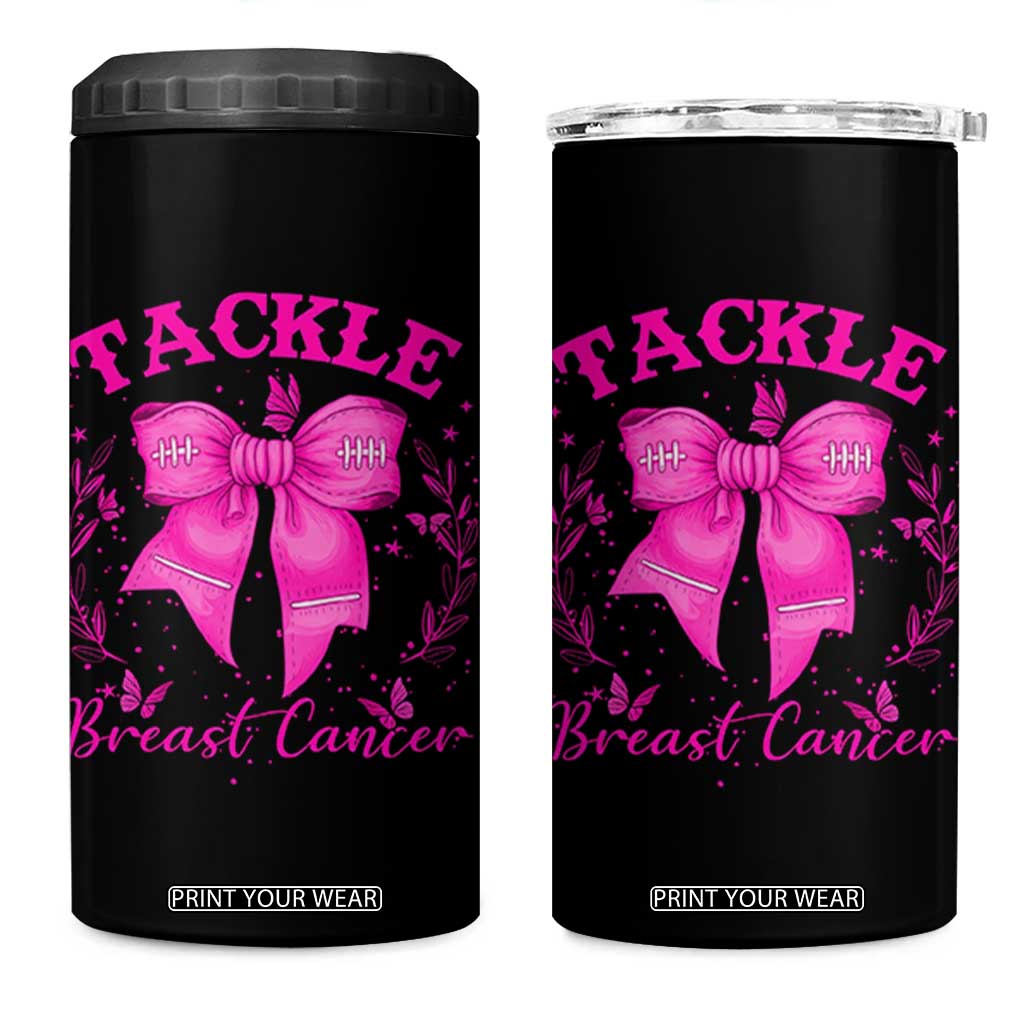 Tackle Breast Cancer 4 in 1 Can Cooler Tumbler Support Fight Faith Pink Ribbon TS12 One Size: 16 oz Black Print Your Wear