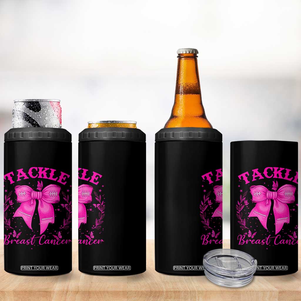 Tackle Breast Cancer 4 in 1 Can Cooler Tumbler Support Fight Faith Pink Ribbon TS12 Print Your Wear