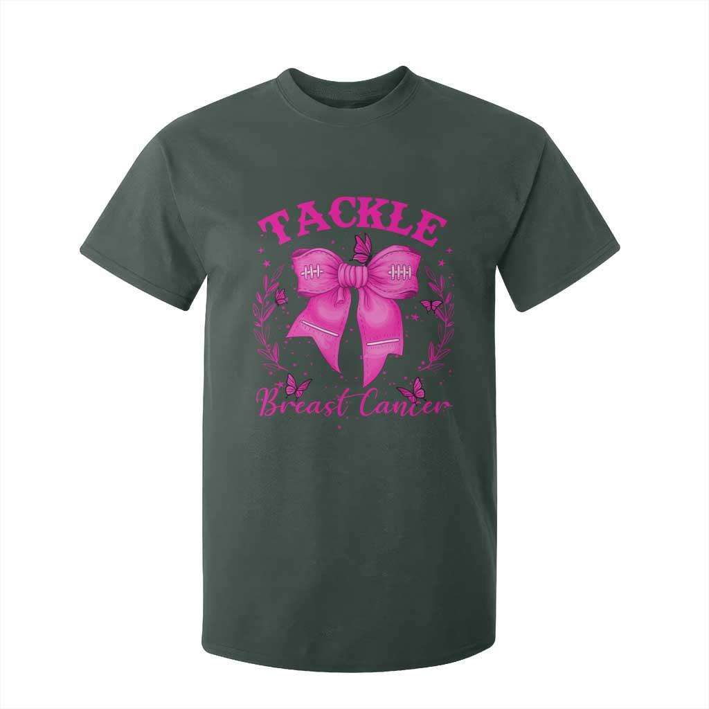 Tackle Breast Cancer T Shirt For Kid Support Fight Faith Pink Ribbon TS12 Dark Forest Green Print Your Wear