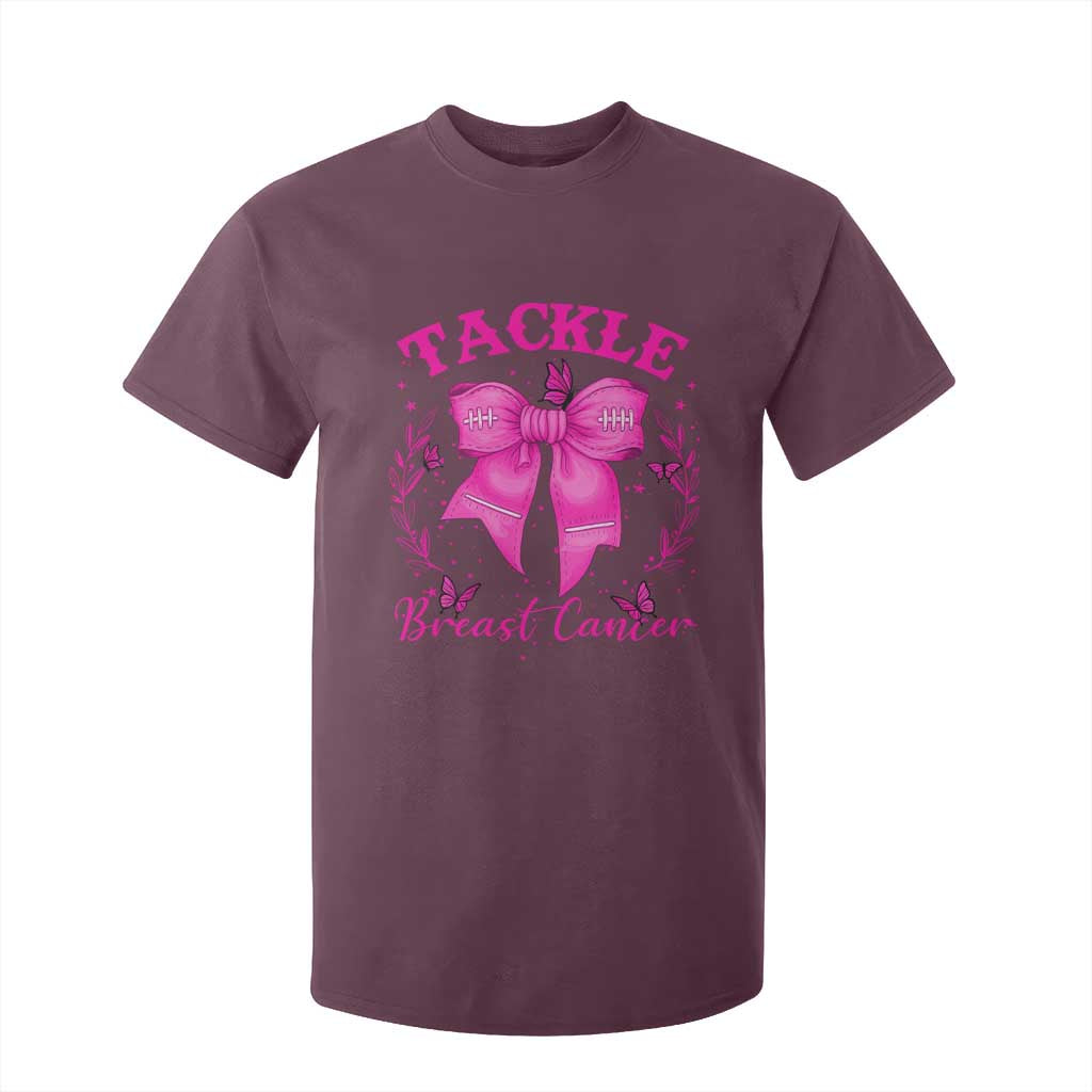 Tackle Breast Cancer T Shirt For Kid Support Fight Faith Pink Ribbon TS12 Maroon Print Your Wear