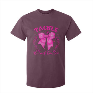 Tackle Breast Cancer T Shirt For Kid Support Fight Faith Pink Ribbon TS12 Maroon Print Your Wear