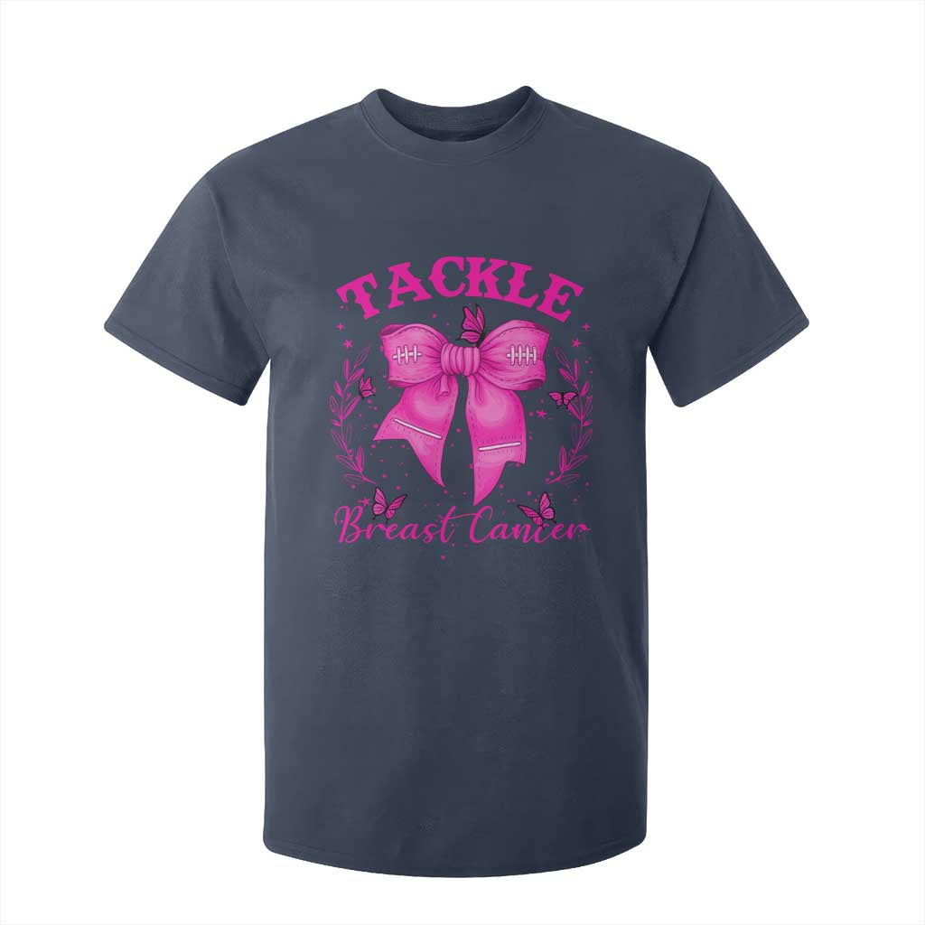 Tackle Breast Cancer T Shirt For Kid Support Fight Faith Pink Ribbon TS12 Navy Print Your Wear