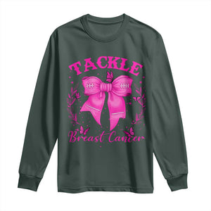 Tackle Breast Cancer Long Sleeve Shirt Support Fight Faith Pink Ribbon TS12 Dark Forest Green Print Your Wear