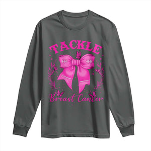 Tackle Breast Cancer Long Sleeve Shirt Support Fight Faith Pink Ribbon TS12 Dark Heather Print Your Wear