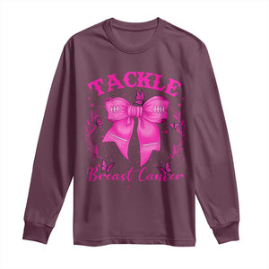 Tackle Breast Cancer Long Sleeve Shirt Support Fight Faith Pink Ribbon TS12 Maroon Print Your Wear
