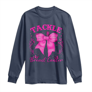 Tackle Breast Cancer Long Sleeve Shirt Support Fight Faith Pink Ribbon TS12 Navy Print Your Wear