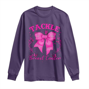 Tackle Breast Cancer Long Sleeve Shirt Support Fight Faith Pink Ribbon TS12 Purple Print Your Wear