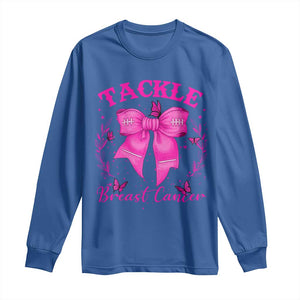 Tackle Breast Cancer Long Sleeve Shirt Support Fight Faith Pink Ribbon TS12 Royal Blue Print Your Wear