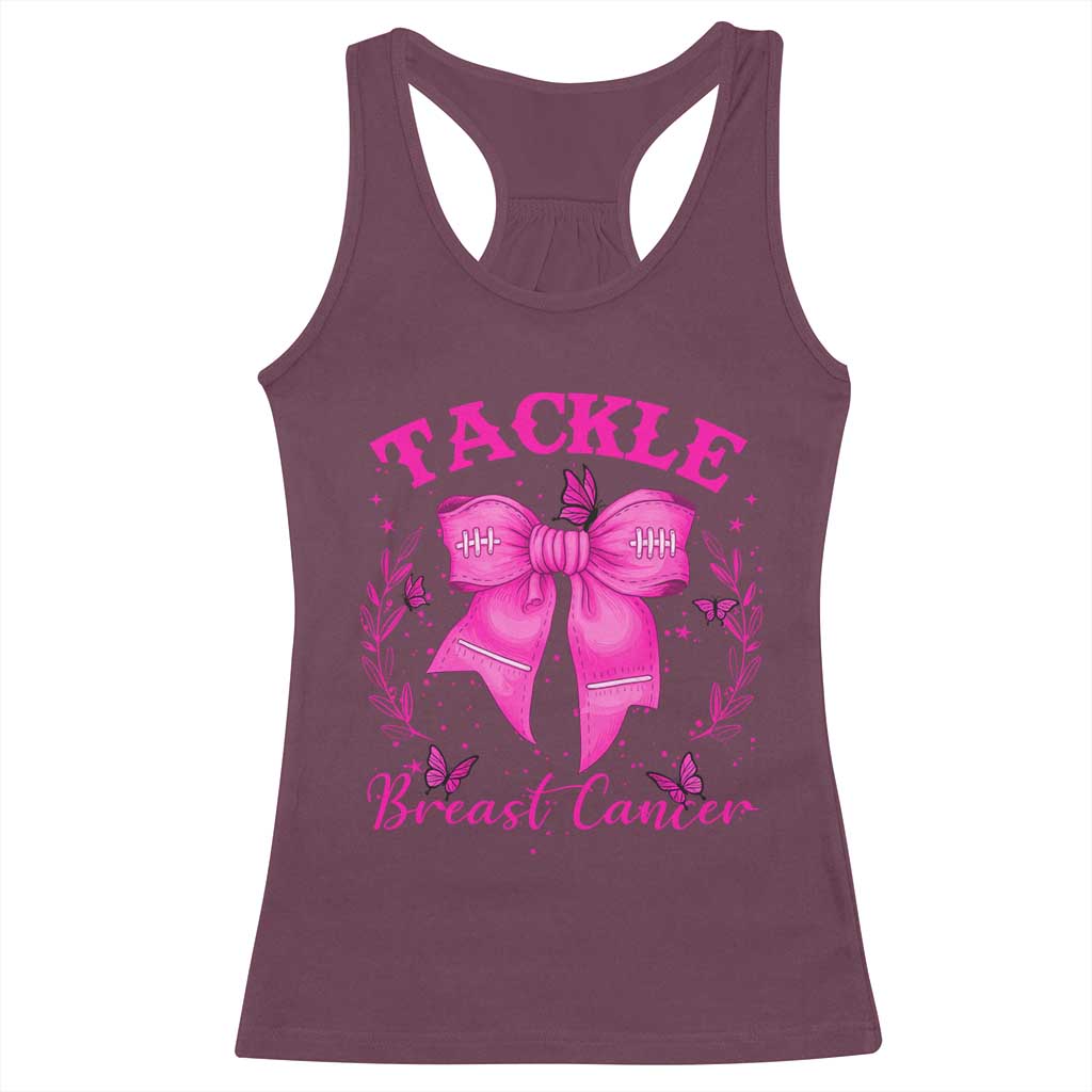 Tackle Breast Cancer Racerback Tank Top Support Fight Faith Pink Ribbon TS12 Maroon Print Your Wear