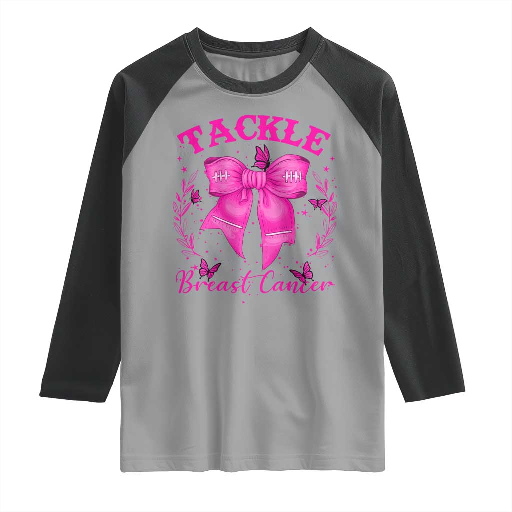 Tackle Breast Cancer Raglan Shirt Support Fight Faith Pink Ribbon TS12 Sport Gray Black Print Your Wear
