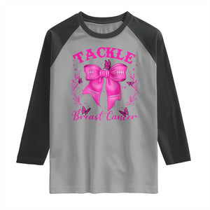 Tackle Breast Cancer Raglan Shirt Support Fight Faith Pink Ribbon TS12 Sport Gray Black Print Your Wear
