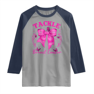 Tackle Breast Cancer Raglan Shirt Support Fight Faith Pink Ribbon TS12 Sport Gray Navy Print Your Wear