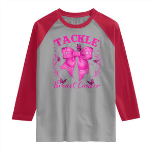 Tackle Breast Cancer Raglan Shirt Support Fight Faith Pink Ribbon TS12 Sport Gray Red Print Your Wear