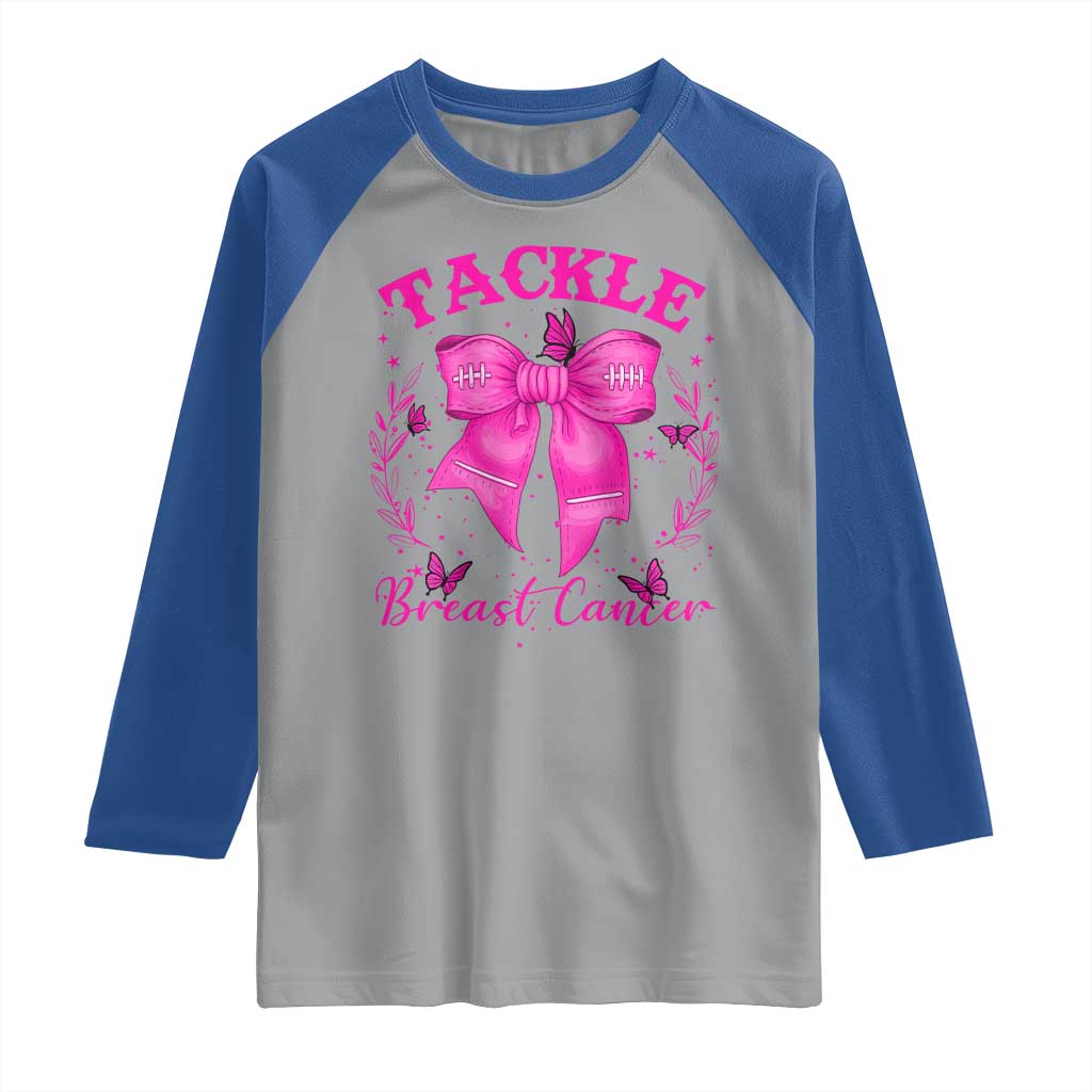 Tackle Breast Cancer Raglan Shirt Support Fight Faith Pink Ribbon TS12 Sport Gray Royal Print Your Wear