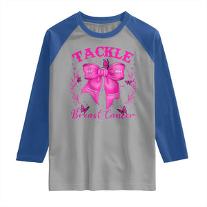 Tackle Breast Cancer Raglan Shirt Support Fight Faith Pink Ribbon TS12 Sport Gray Royal Print Your Wear