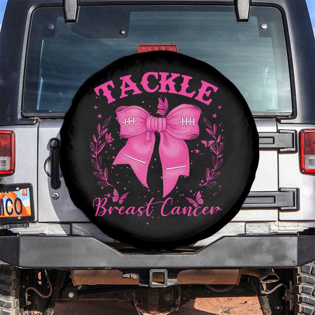 Tackle Breast Cancer Spare Tire Cover Support Fight Faith Pink Ribbon TS12 No hole Black Print Your Wear